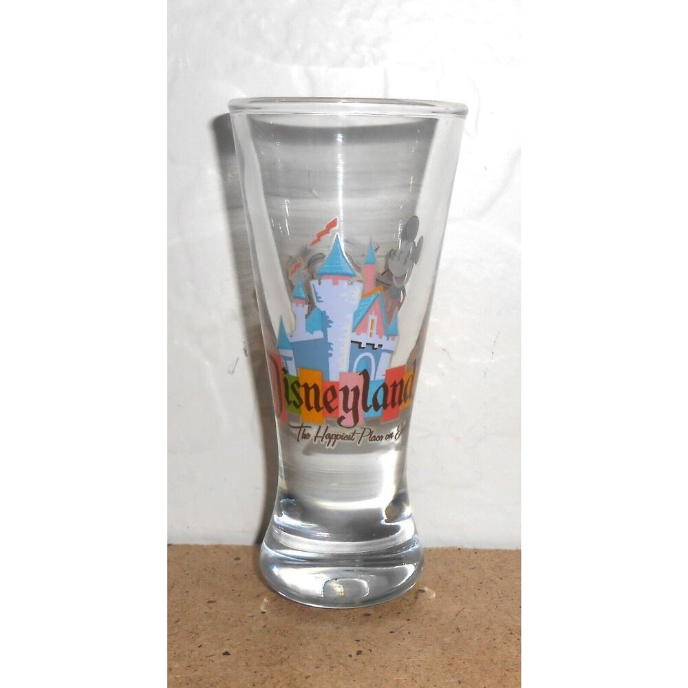 Tall Vintage Disneyland Shot Glass Featuring Mickey Mouse & Pluto